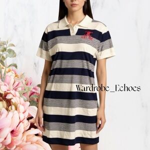 Celine Triomphe Logo Mini Polo Dress Black & White Striped Extremely Rare Find!